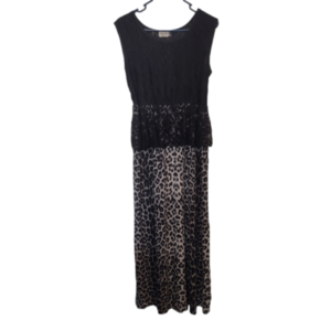 Jon & Anna New York Black Lace and Leopard Print Dress Size XL